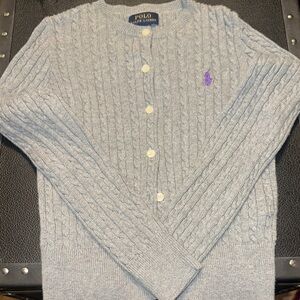 Polo by Ralph Lauren Light Gray Cable Knit Cardigan